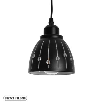 COOLIE  Μοντέρνο Κρεμαστό Φωτιστικό Μονόφωτο Καμπάνα 1 x E27 IP20 Μαύρο & Ασημί Μέταλλο - Μ12.5 x Π12.5 x Υ11.5cm