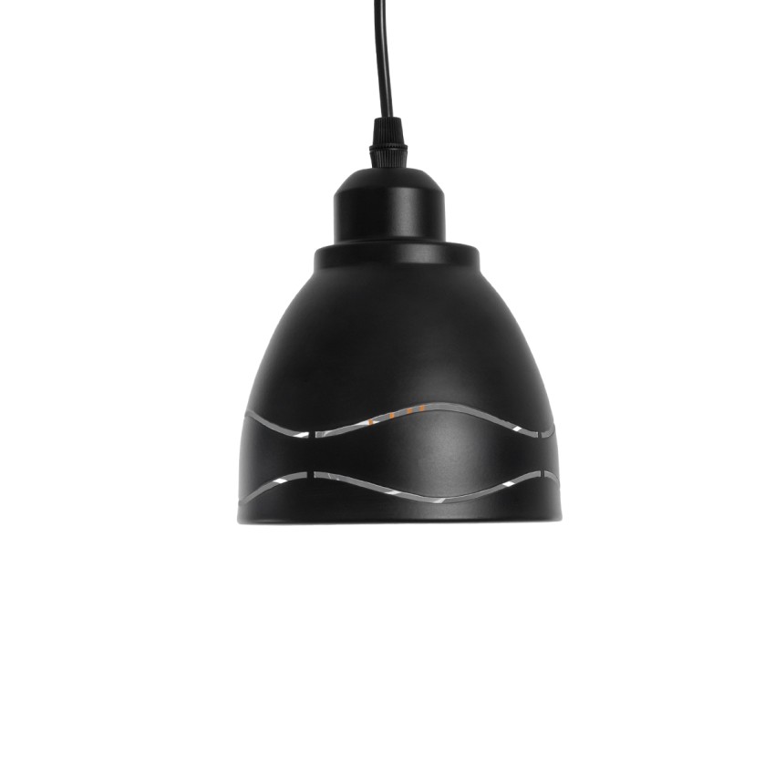 GLOBOSTAR® COOLIE  Μοντέρνο Κρεμαστό Φωτιστικό Οροφής με Ντουί 1 x E27 AC 220-240V IP20 - Μαύρο & Ασημί - Μ12.5 x Π12.5 x Υ11.5cm