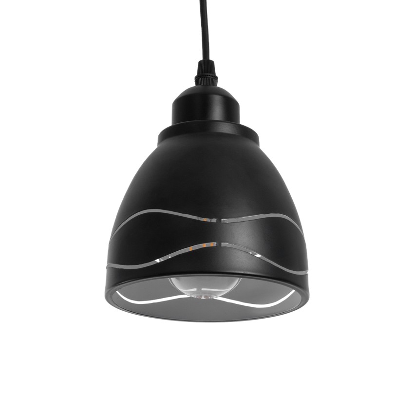 GLOBOSTAR® COOLIE  Μοντέρνο Κρεμαστό Φωτιστικό Οροφής με Ντουί 1 x E27 AC 220-240V IP20 - Μαύρο & Ασημί - Μ12.5 x Π12.5 x Υ11.5cm