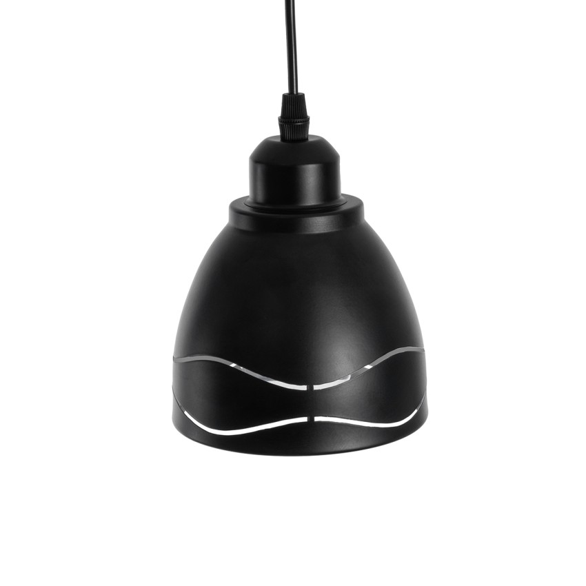 GLOBOSTAR® COOLIE  Μοντέρνο Κρεμαστό Φωτιστικό Οροφής με Ντουί 1 x E27 AC 220-240V IP20 - Μαύρο & Ασημί - Μ12.5 x Π12.5 x Υ11.5cm