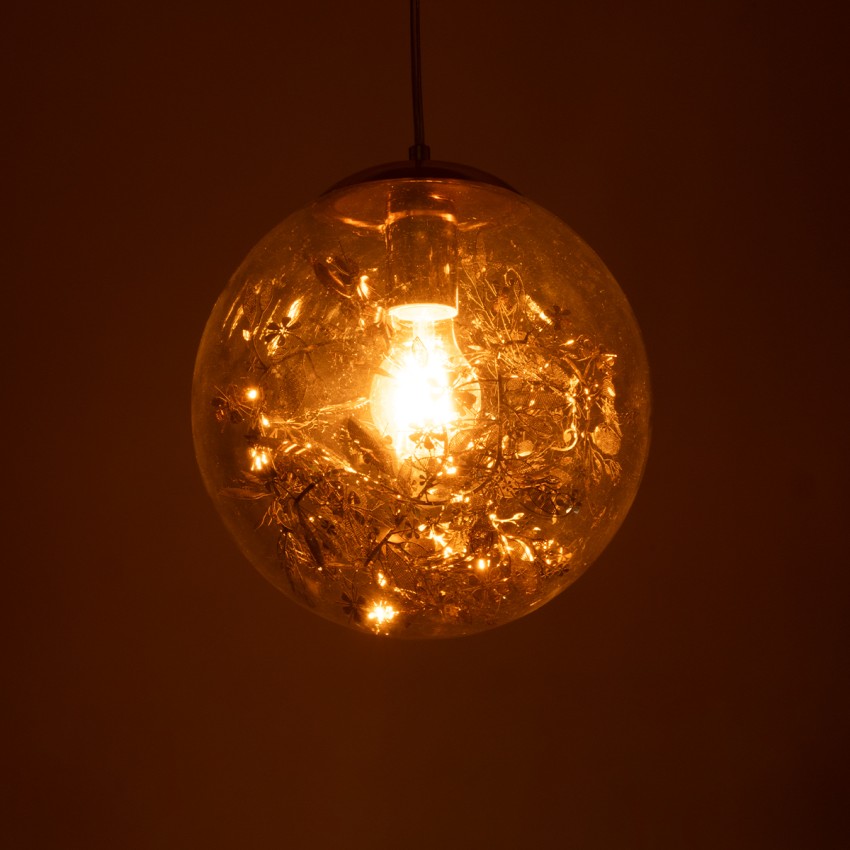 GLOBOSTAR® HARPER  Μοντέρνο Κρεμαστό Φωτιστικό Οροφής με Ντουί 1 x E27 AC 220-240V IP20 - Διάφανο & Χάλκινο - Μ25 x Π25 x Υ30cm