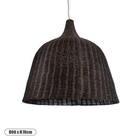 BAHAMAS  Boho Κρεμαστό Φωτιστικό Καμπάνα Μονόφωτο 1 x E27 IP20 Καφέ Ξύλο - Μ90 x Π90 x Y90cm