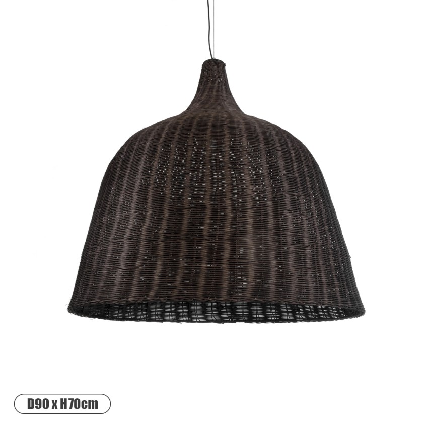 BAHAMAS  Boho Κρεμαστό Φωτιστικό Καμπάνα Μονόφωτο 1 x E27 IP20 Καφέ Ξύλο - Μ90 x Π90 x Y90cm