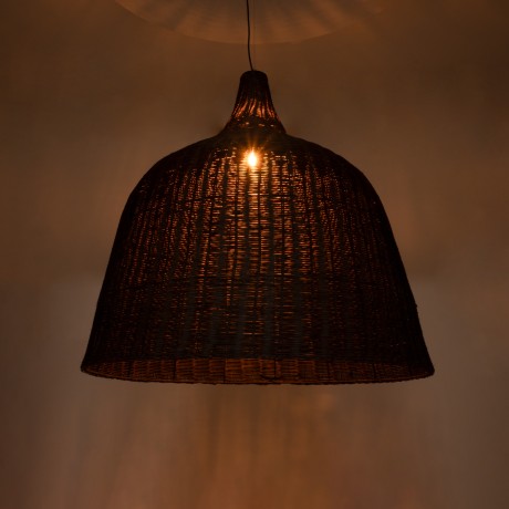 BAHAMAS  Boho Κρεμαστό Φωτιστικό Καμπάνα Μονόφωτο 1 x E27 IP20 Καφέ Ξύλο - Μ90 x Π90 x Y90cm