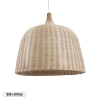 BAHAMAS  Boho Κρεμαστό Φωτιστικό Καμπάνα Μονόφωτο 1 x E27 IP20 Μπεζ Ξύλο - Μ90 x Π90 x Y90cm