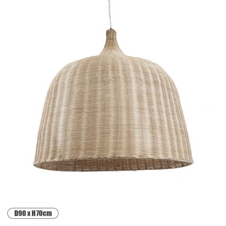 BAHAMAS  Boho Κρεμαστό Φωτιστικό Καμπάνα Μονόφωτο 1 x E27 IP20 Μπεζ Ξύλο - Μ90 x Π90 x Y90cm