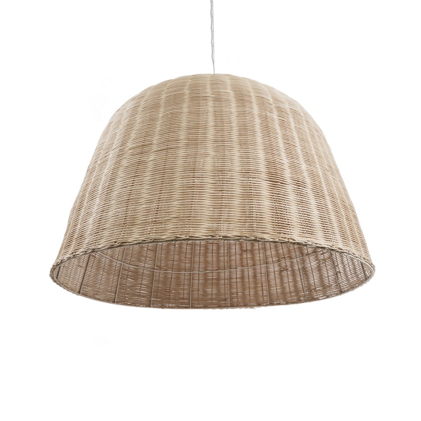 BAHAMAS  Boho Κρεμαστό Φωτιστικό Καμπάνα Μονόφωτο 1 x E27 IP20 Μπεζ Ξύλο - Μ90 x Π90 x Y90cm