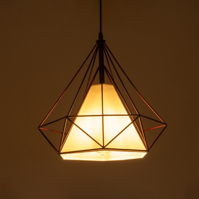 GLOBOSTAR® KAIRI  Μοντέρνο Κρεμαστό Φωτιστικό Οροφής με Ντουί 1 x E27 AC 220-240V IP20 - Χάλκινο & Λευκό - Μ38 x Π38 x Y38cm