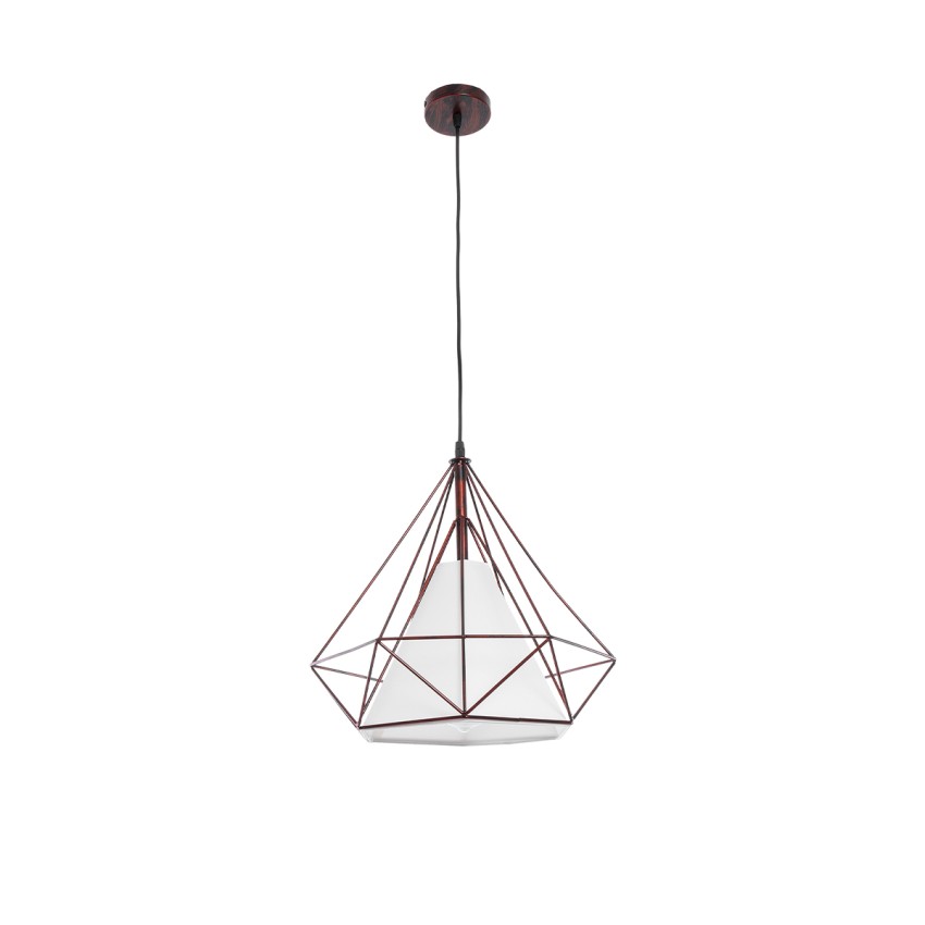 GLOBOSTAR® KAIRI  Μοντέρνο Κρεμαστό Φωτιστικό Οροφής με Ντουί 1 x E27 AC 220-240V IP20 - Χάλκινο & Λευκό - Μ38 x Π38 x Y38cm