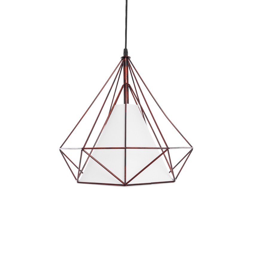 GLOBOSTAR® KAIRI  Μοντέρνο Κρεμαστό Φωτιστικό Οροφής με Ντουί 1 x E27 AC 220-240V IP20 - Χάλκινο & Λευκό - Μ38 x Π38 x Y38cm