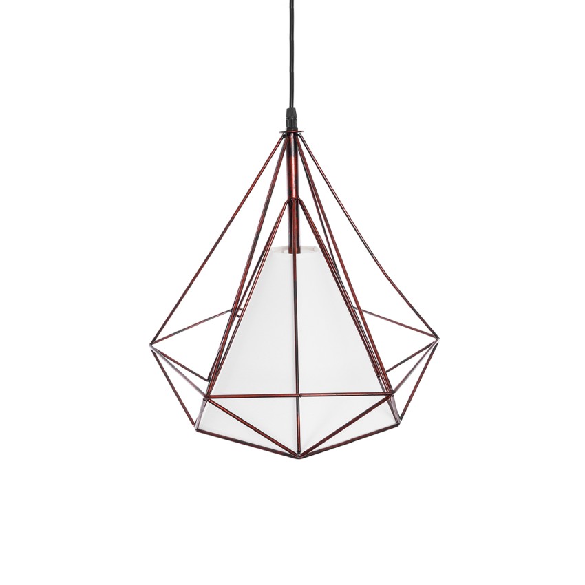 GLOBOSTAR® KAIRI  Μοντέρνο Κρεμαστό Φωτιστικό Οροφής με Ντουί 1 x E27 AC 220-240V IP20 - Χάλκινο & Λευκό - Μ38 x Π38 x Y38cm