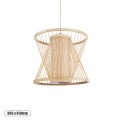 HIBISCUS  Boho Κρεμαστό Φωτιστικό Καπέλο Μονόφωτο 1 x E27 IP20 Μπεζ Ξύλο - Μ35 x Π35 x Y30cm
