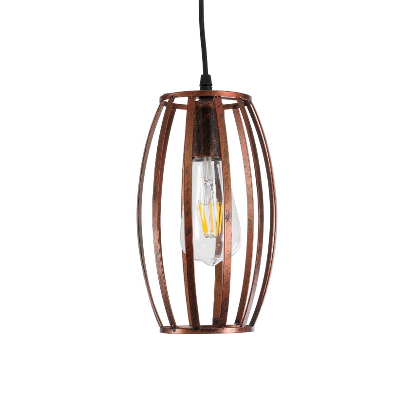 ZEBRA  Vintage Κρεμαστό Φωτιστικό Πλέγμα Μονόφωτο 1 x E27 IP20 Χάλκινο Μέταλλο - Μ15 x 15 x Y15cm