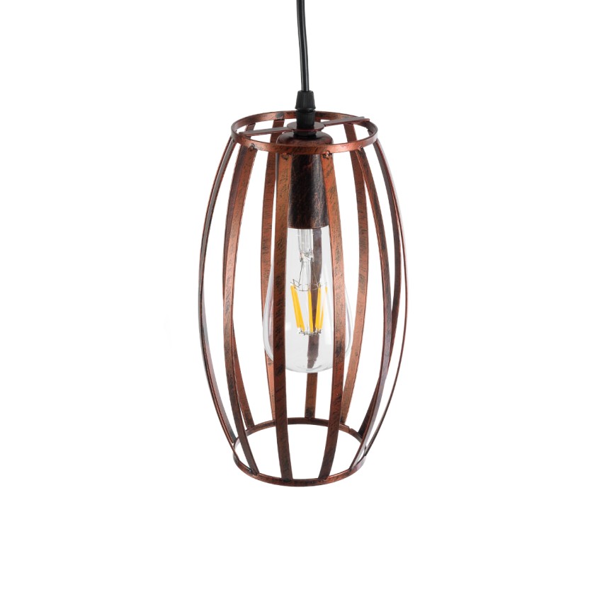 ZEBRA  Vintage Κρεμαστό Φωτιστικό Πλέγμα Μονόφωτο 1 x E27 IP20 Χάλκινο Μέταλλο - Μ15 x 15 x Y15cm