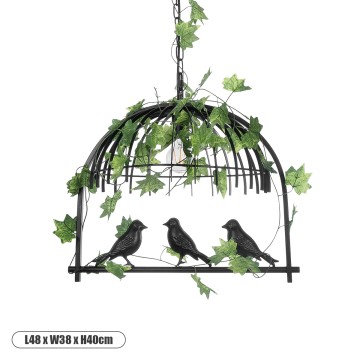 GLOBOSTAR® NEST  Vintage Κρεμαστό Φωτιστικό Οροφής με Ντουί 1 x E27 AC 220-240V IP20 - Μαύρο & Πράσινο - Μ48 x Π38 x Υ40cm