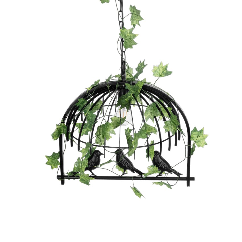 GLOBOSTAR® NEST  Vintage Κρεμαστό Φωτιστικό Οροφής με Ντουί 1 x E27 AC 220-240V IP20 - Μαύρο & Πράσινο - Μ48 x Π38 x Υ40cm