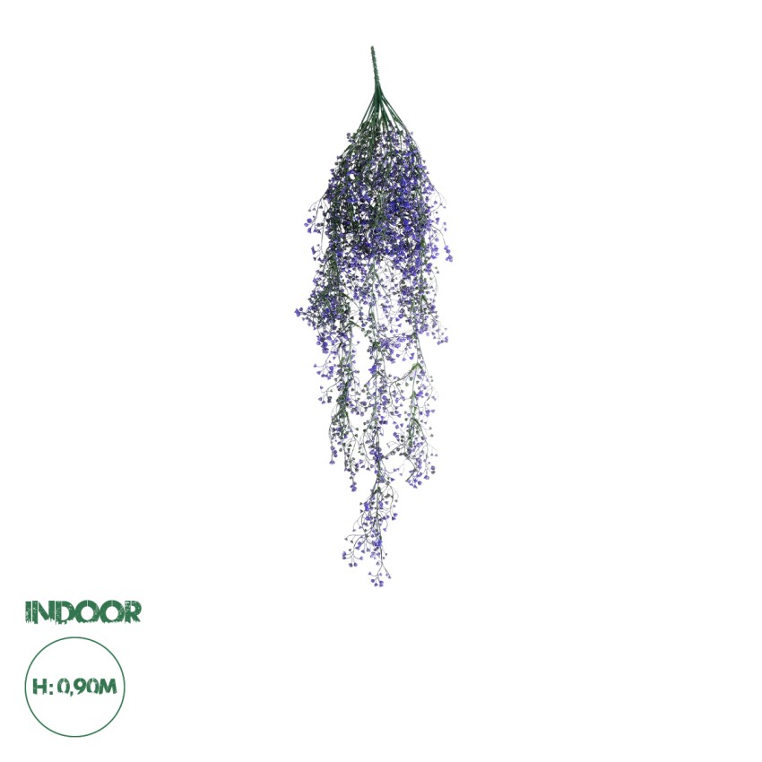 Τεχνητό Κρεμαστό Διακοσμητικό Φυτό Μήκους 1.2 μέτρων με 15 X Κλαδιά Φύλλωμα Ρούστικ Πράσινο Μωβ