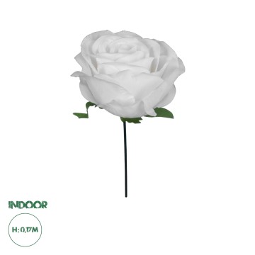 Τεχνητό Φυτό Διακοσμητικό Τριαντάφυλλο Λευκό M8cm x Υ20cm Π8cm