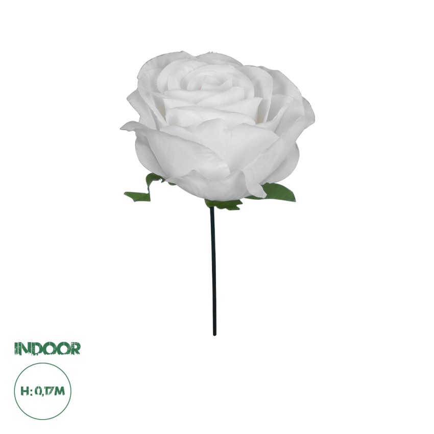 Τεχνητό Φυτό Διακοσμητικό Τριαντάφυλλο Λευκό M8cm x Υ20cm Π8cm