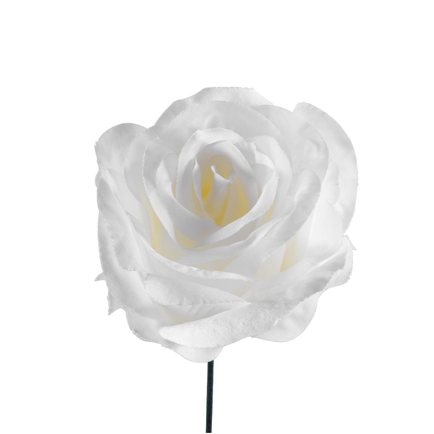Τεχνητό Φυτό Διακοσμητικό Τριαντάφυλλο Λευκό M8cm x Υ20cm Π8cm