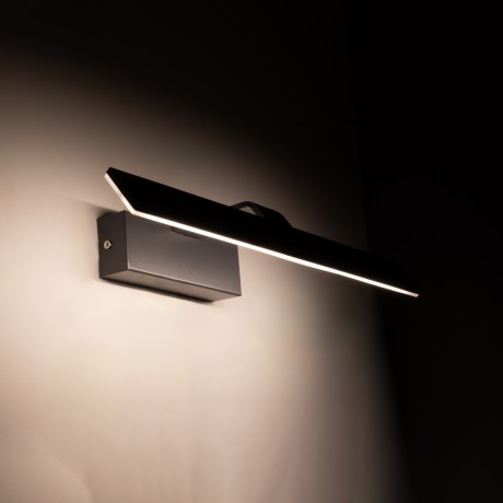 MIRROR  Φωτιστικό Τοίχου - Απλίκα LED 12W 1440lm 120° AC 85-265V IP54 Φυσικό Λευκό 4500K Γκρι Μέταλλο - Μ42 x Π5 x Υ15cm