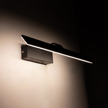 MIRROR  Φωτιστικό Τοίχου - Απλίκα LED 12W 1440lm 120° AC 85-265V IP54 Φυσικό Λευκό 4500K Μαύρο Μέταλλο - Μ42 x Π5 x Υ15cm