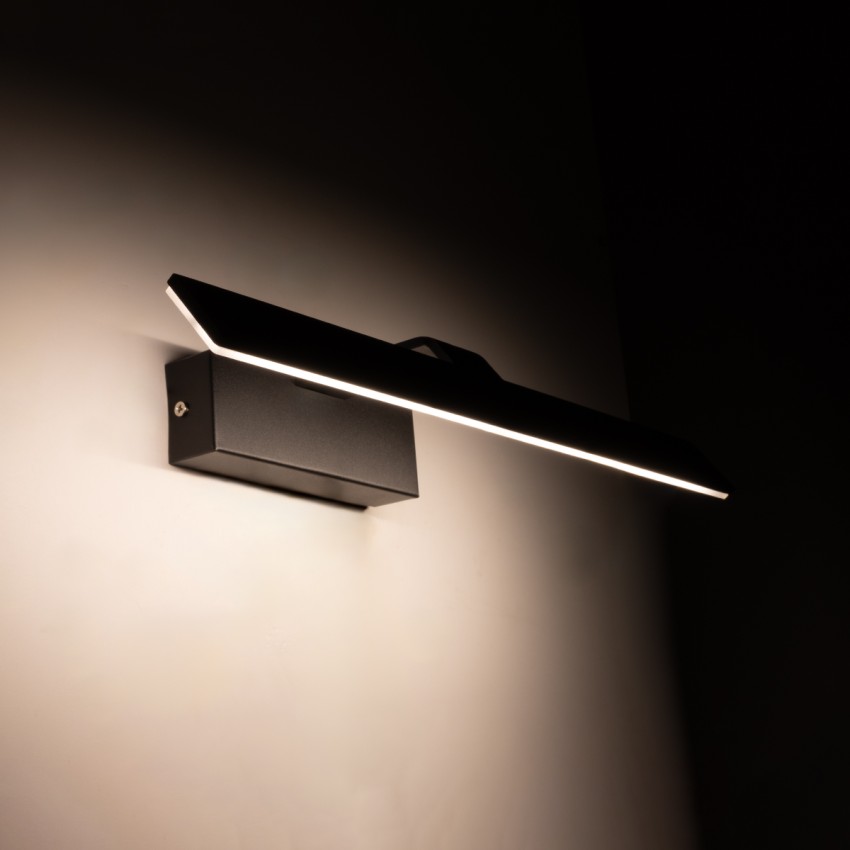 MIRROR  Φωτιστικό Τοίχου - Απλίκα LED 12W 1440lm 120° AC 85-265V IP54 Φυσικό Λευκό 4500K Μαύρο Μέταλλο - Μ42 x Π5 x Υ15cm