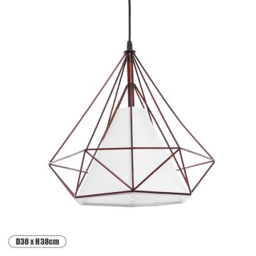 GLOBOSTAR® KAIRI  Μοντέρνο Κρεμαστό Φωτιστικό Οροφής με Ντουί 1 x E27 AC 220-240V IP20 - Χάλκινο & Λευκό - Μ38 x Π38 x Y38cm