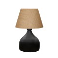 PYRAMID  Μοντέρνο Eπιτραπέζιο Φωτιστικό Μονόφωτο 1 x E27 IP20 Μαύρο Μέταλλο με Μπεζ Ύφασμα - Μ22 x Π22 x Υ30cm