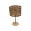 WIZ  Μοντέρνο Επιτραπέζιο Φωτιστικό Πορτατίφ Μονόφωτο 1 x E27 IP20 Χρυσο Μέταλλο με Καφέ & Μπεζ Διάτρητο Ύφασμα - Μ22 x Π22 x Υ36.5cm