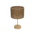 WIZ  Μοντέρνο Επιτραπέζιο Φωτιστικό Πορτατίφ Μονόφωτο 1 x E27 IP20 Χρυσο Μέταλλο με Καφέ & Μπεζ Διάτρητο Ύφασμα - Μ22 x Π22 x Υ36.5cm