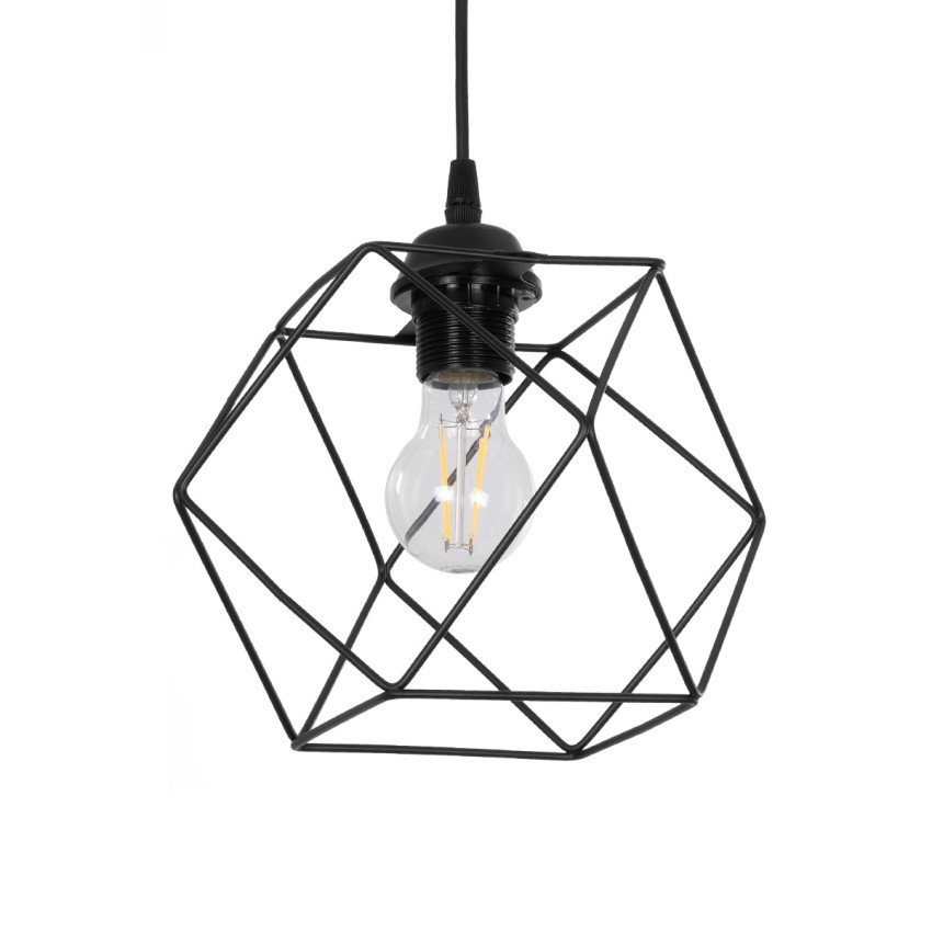 GLOBOSTAR® SOLIS  Vintage Κρεμαστό Φωτιστικό Οροφής με Ντουί 1 x E27 AC 220-240V IP20 - Μαύρο - Μ25 x Π25 x Υ24cm