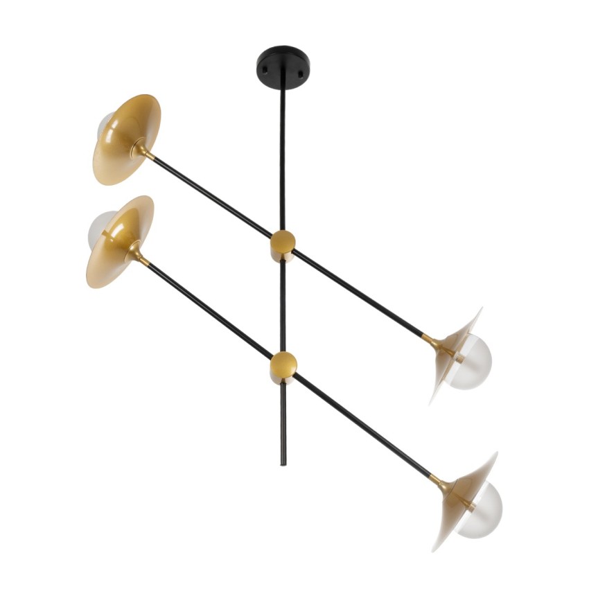 JOLIET  Μοντέρνο Φωτιστικό Οροφής Πλέγμα Πολύφωτο 4 x G9 IP20 Μαύρο & Χρυσό Μέταλλο - Μ93 x Π20 x Υ106cm