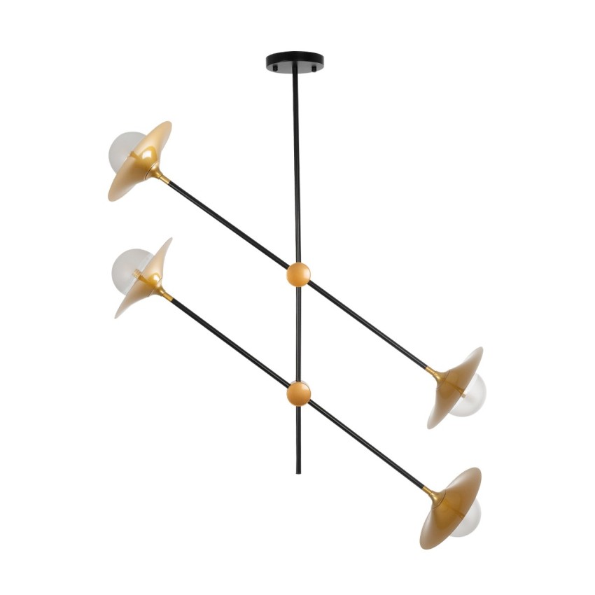 JOLIET  Μοντέρνο Φωτιστικό Οροφής Πλέγμα Πολύφωτο 4 x G9 IP20 Μαύρο & Χρυσό Μέταλλο - Μ93 x Π20 x Υ106cm