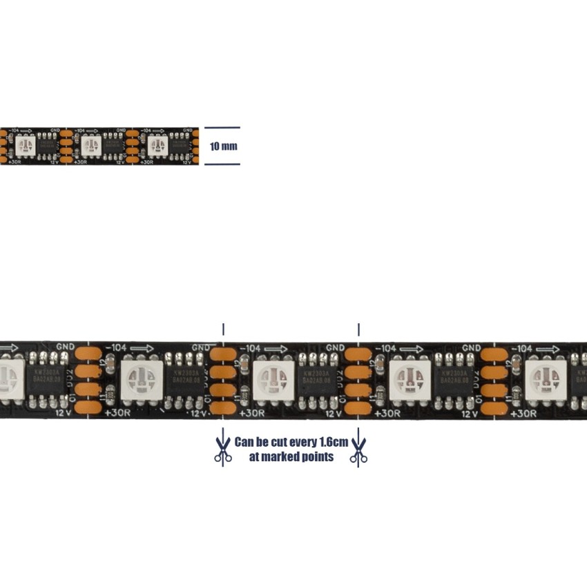 Digital Pixel Addressable Strip 4 PIN - Ψηφιακή Ταινία LED SMD 5050 14W/m 60LED/m 60PIXEL/m SPI/TTL Protocol IC TM1812 1152lm/m 120° DC 12V IP20 RGB - Μαύρο Σώμα - Μ5000 x Π10 x Υ2mm - Συσκευασία 5 Μέτρων Digital Pixel Addressable Strip 4 PIN - Ψηφιακή Ταινία LED SMD 5050 14W/m 60LED/m 60PIXEL/m SPI/TTL Protocol IC TM1812 1152lm/m 120° DC 12V IP20 RGB - Μαύρο Σώμα - Μ5000 x Π10 x Υ2mm - Συσκευασία 5 Μέτρων