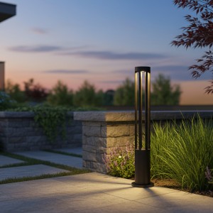 kelvo® GREMO  Φωτιστικό Κολωνάκι Κήπου LED 7W 735lm 45° AC 220-240V Αδιάβροχο IP65 Θερμό Λευκό 2700K - Bridgelux COB Chip & TÜV SÜD Driver - Γκρι Ανθρακί Ματ - Μ15.5 x Π15.5 x Υ80cm