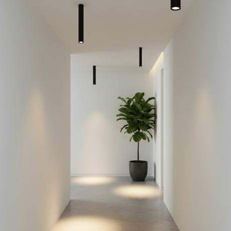 kelvo® DUCT  Φωτιστικό Downlight Σποτ για Λάμπα MR16 με Ντουί GU10 AC 220-240V IP20 - Μαύρο Ματ - Μ6 x Π6 x Υ45cm