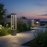kelvo® GREMO  Φωτιστικό Κολωνάκι Κήπου LED 7W 735lm 45° AC 220-240V Αδιάβροχο IP65 Θερμό Λευκό 2700K - Bridgelux COB Chip & TÜV SÜD Driver - Γκρι Ανθρακί Ματ - Μ15 x Π15 x Υ80.5cm