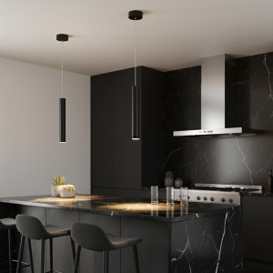 kelvo® CANAL  Κρεμαστό Φωτιστικό Οροφής LED 7W 700lm 36° AC 220-240V IP20 Θερμό Λευκό 2700K - Bridgelux COB Chip & TÜV SÜD Driver - Μαύρο Ματ - Μ4 x Π4 x Υ30cm