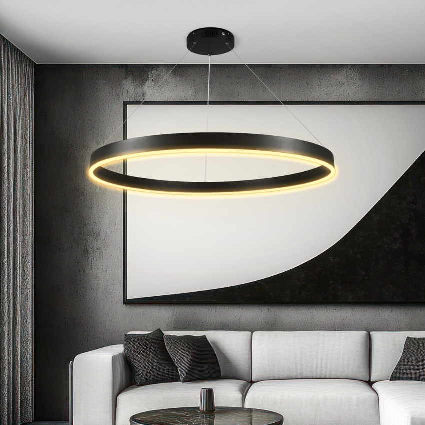 kelvo® VENOM  Κρεμαστό Φωτιστικό Οροφής LED 75W 7500lm 120° AC 220-240V IP20 Ρυθμιζόμενο Λευκό CCT με Χειριστήριο από 2700K έως 6000K Dimmable - Lumileds SMD Chip - Μαύρο Ματ - Μ100 x Π100 x Υ6.5cm