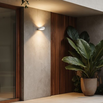 kelvo® AURA  Φωτιστικό Τοίχου / Απλίκα LED 7W 875lm 45° AC 220-240V Αδιάβροχο IP65 Θερμό Λευκό 2700K - Bridgelux COB Chip & TÜV SÜD Driver - Λευκό Ματ - Μ15 x Π13 x Υ4.5cm