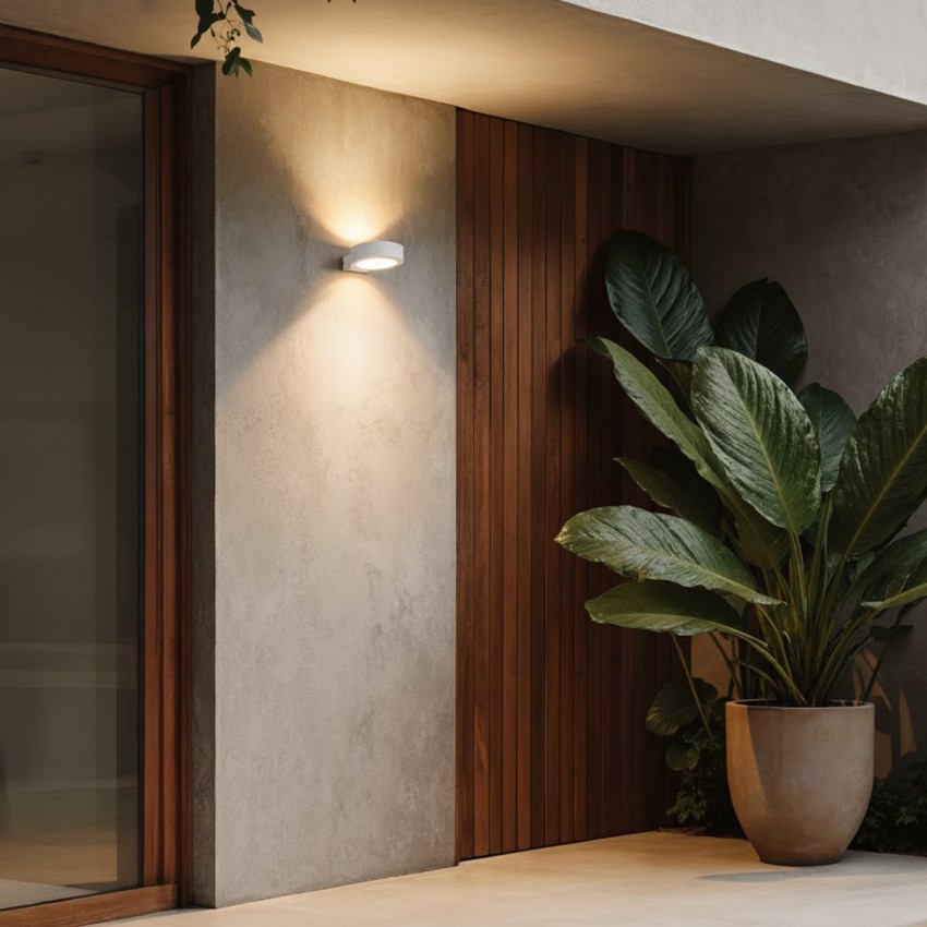 kelvo® AURA  Φωτιστικό Τοίχου / Απλίκα LED 7W 875lm 45° AC 220-240V Αδιάβροχο IP65 Θερμό Λευκό 2700K - Bridgelux COB Chip & TÜV SÜD Driver - Λευκό Ματ - Μ15 x Π13 x Υ4.5cm