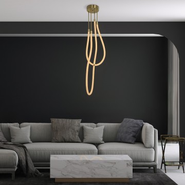 kelvo® GLOW  Φωτιστικό Οροφής LED 42W 4200lm 360° AC 220-240V IP20 Ρυθμιζόμενο Λευκό CCT με Χειριστήριο από 2700K έως 6000K Dimmable - Lumileds SMD Chip - Χρυσό Πλατίνα - Μ50 x Π50 x Υ70cm