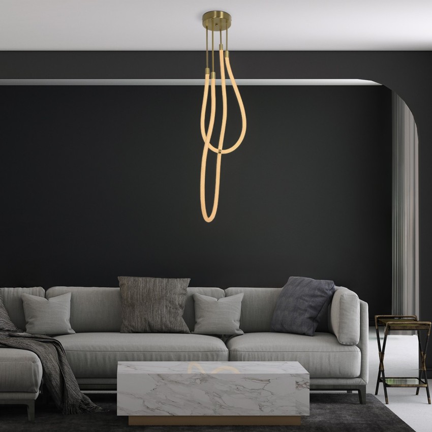 kelvo® GLOW  Φωτιστικό Οροφής LED 42W 4200lm 360° AC 220-240V IP20 Ρυθμιζόμενο Λευκό CCT με Χειριστήριο από 2700K έως 6000K Dimmable - Lumileds SMD Chip - Χρυσό Πλατίνα - Μ50 x Π50 x Υ70cm