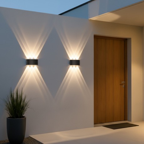 kelvo® SIXOAD  Φωτιστικό Τοίχου / Απλίκα LED 18W 1980lm 30° AC 220-240V Αδιάβροχο IP65 Φυσικό Λευκό 4500K - CREE XPE Chip & TÜV SÜD Driver - Μαύρο Ματ - Μ17 x Π4 x Υ8cm