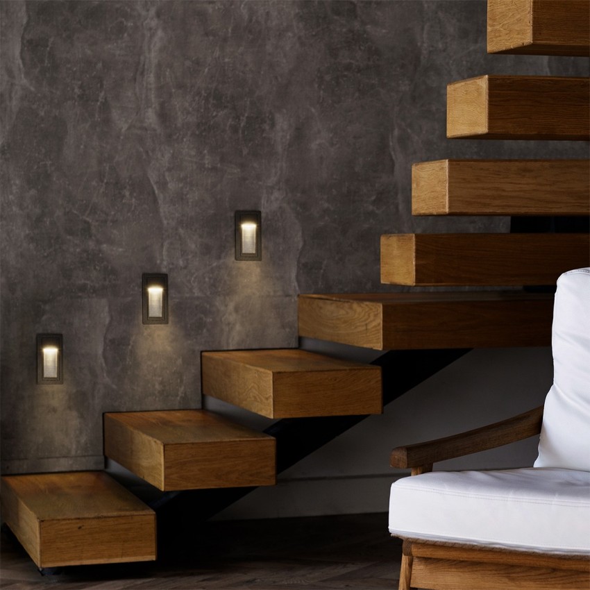 kelvo® STEPART  Χωνευτό Φωτιστικό Σκαλοπατιού / Διαδρόμου LED 3W 375lm 45° AC 220-240V Αδιάβροχο IP65 Θερμό Λευκό 2700K - Lumileds SMD Chip & TÜV SÜD Driver - Μαύρο Ματ - Μ6 x Π5.5 x Υ10cm / Q5 x 9.6cm