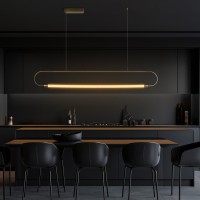 kelvo® GLOW  Κρεμαστό Φωτιστικό Οροφής LED 15W 1500lm 360° AC 220-240V IP20 Ρυθμιζόμενο Λευκό CCT με Χειριστήριο από 2700K έως 6000K Dimmable - Lumileds SMD Chip - Χρυσό Πλατίνα - Μ120 x Π3 x Υ17cm