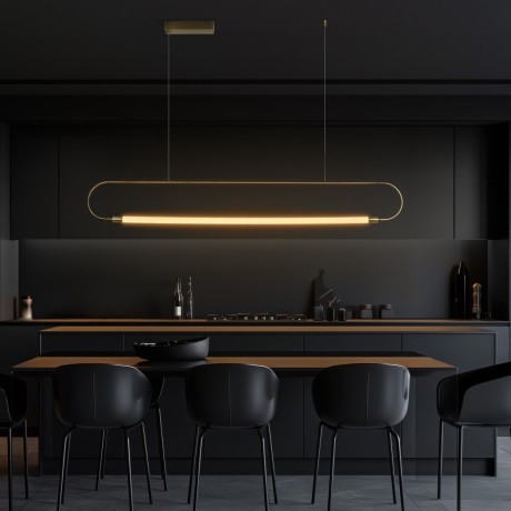 kelvo® GLOW  Κρεμαστό Φωτιστικό Οροφής LED 15W 1500lm 360° AC 220-240V IP20 Ρυθμιζόμενο Λευκό CCT με Χειριστήριο από 2700K έως 6000K Dimmable - Lumileds SMD Chip - Χρυσό Πλατίνα - Μ120 x Π3 x Υ17cm