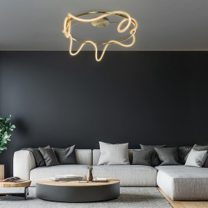 kelvo® GLOW  Φωτιστικό Οροφής LED 65W 6500lm 360° AC 220-240V IP20 Ρυθμιζόμενο Λευκό CCT με Χειριστήριο από 2700K έως 6000K Dimmable - Lumileds SMD Chip - Χρυσό Πλατίνα - Μ100 x Π100 x Υ30cm