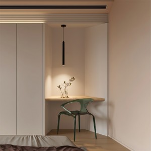 kelvo® CANAL  Κρεμαστό Φωτιστικό Οροφής LED 7W 700lm 36° AC 220-240V IP20 Θερμό Λευκό 2700K - Bridgelux COB Chip & TÜV SÜD Driver - Μαύρο Ματ - Μ4 x Π4 x Υ40cm